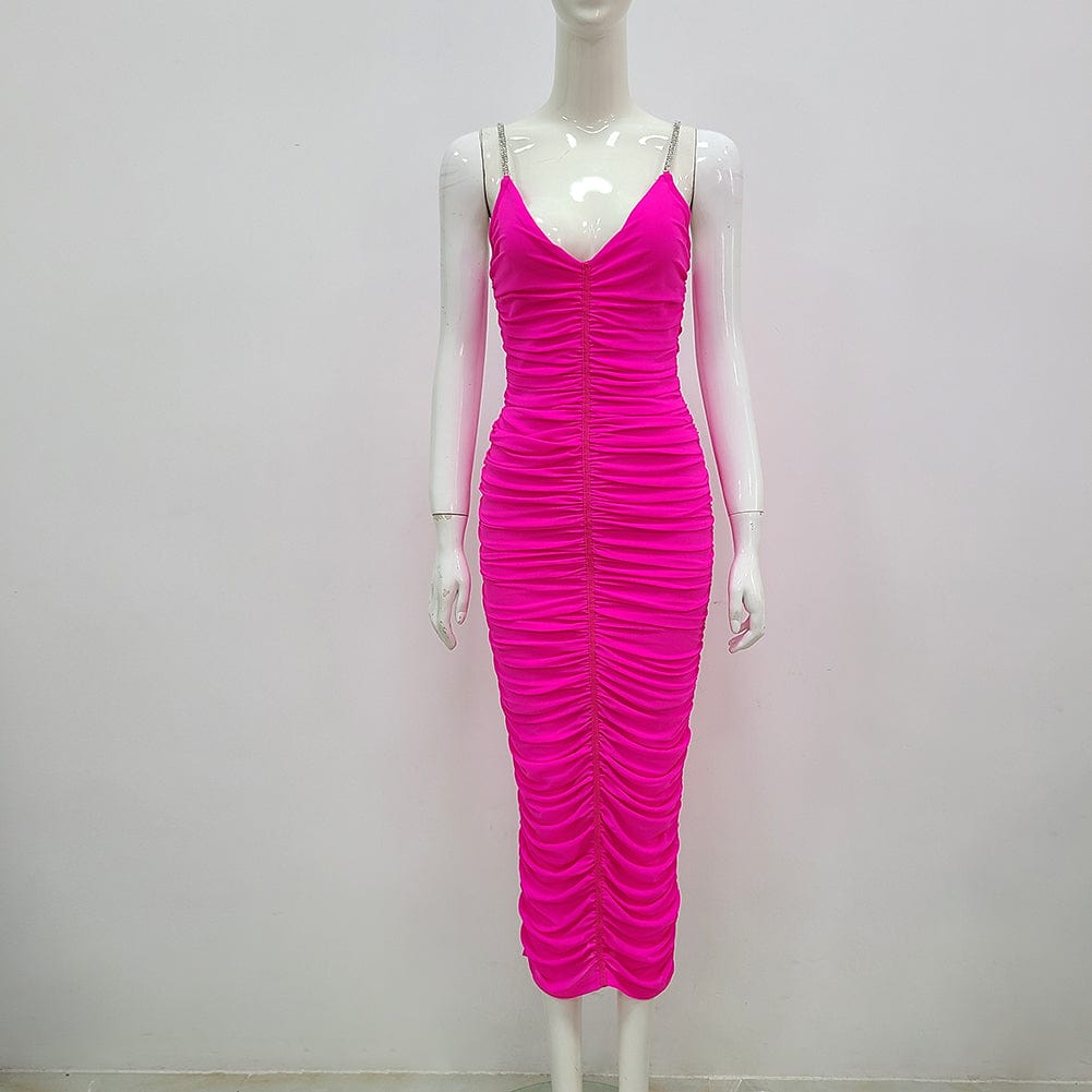 XS / Fuchsia Women Sleeveless Celebrity Evening Nightclub Sexy Cocktail Evening Party Dress