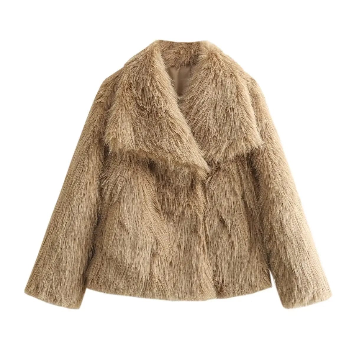 XS / khaki OUDINA Fashionable Outer Wear Winter Plush High Quality Fur Coats Faux Fur Coat Women