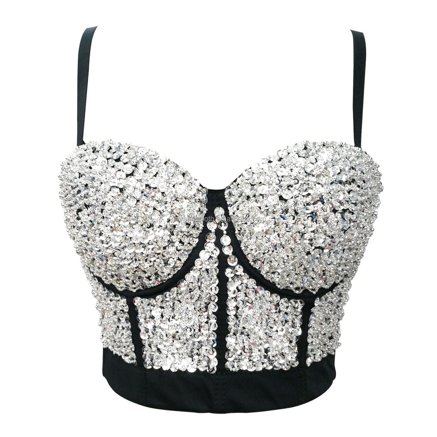XS / silver Alibaba Trends Girl Rhinestone Tank Top Rhinestone Women Sex Tube Top Vest For Women Camisole Bustier Corset Couture Crop Tops