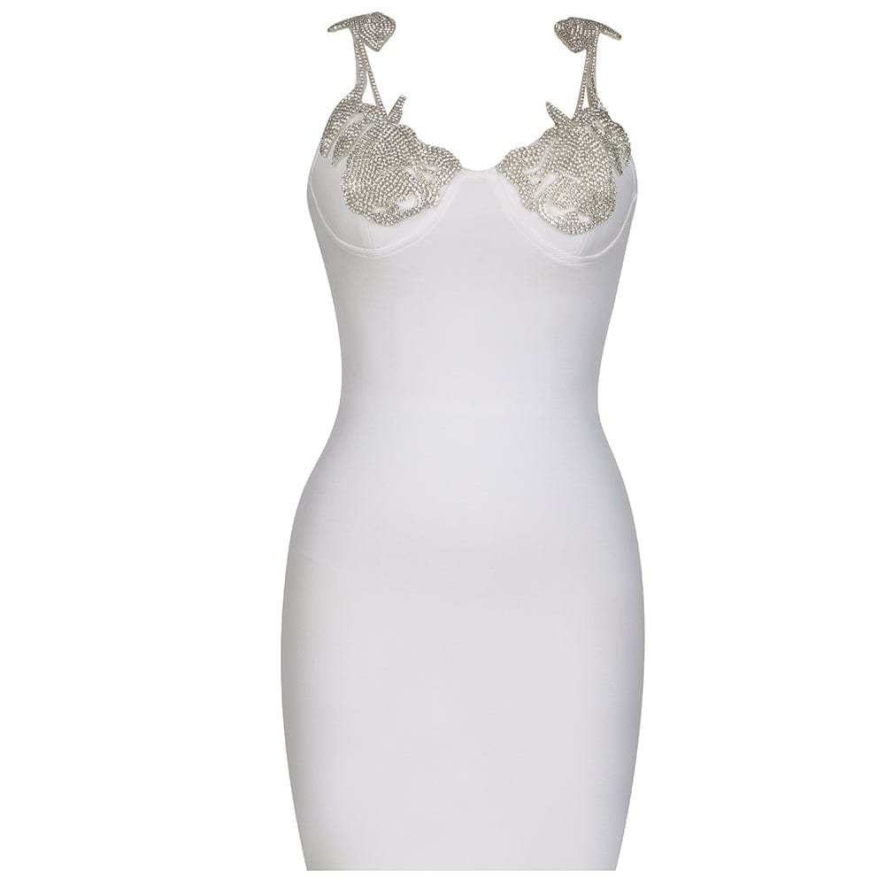 XS / White New Designer Beading Women Celebrity Evening Party Night Club Prom Dresses