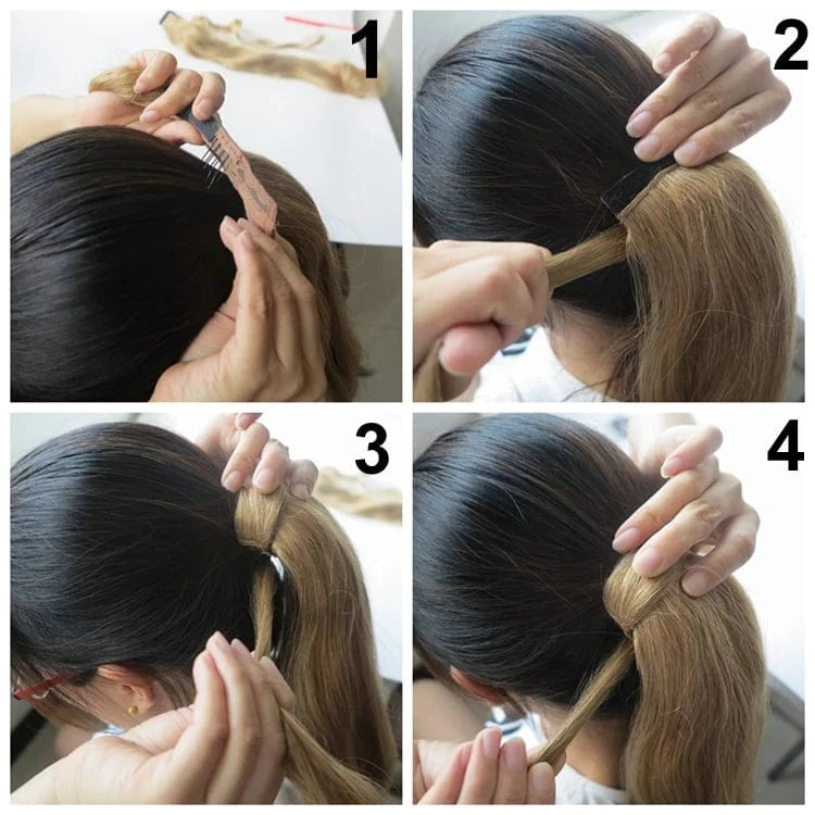 Xuchang Hair 22 inches 100 g/piece double drawn multi colors European hair pony tail clip on with 100% Human Hair Extensions