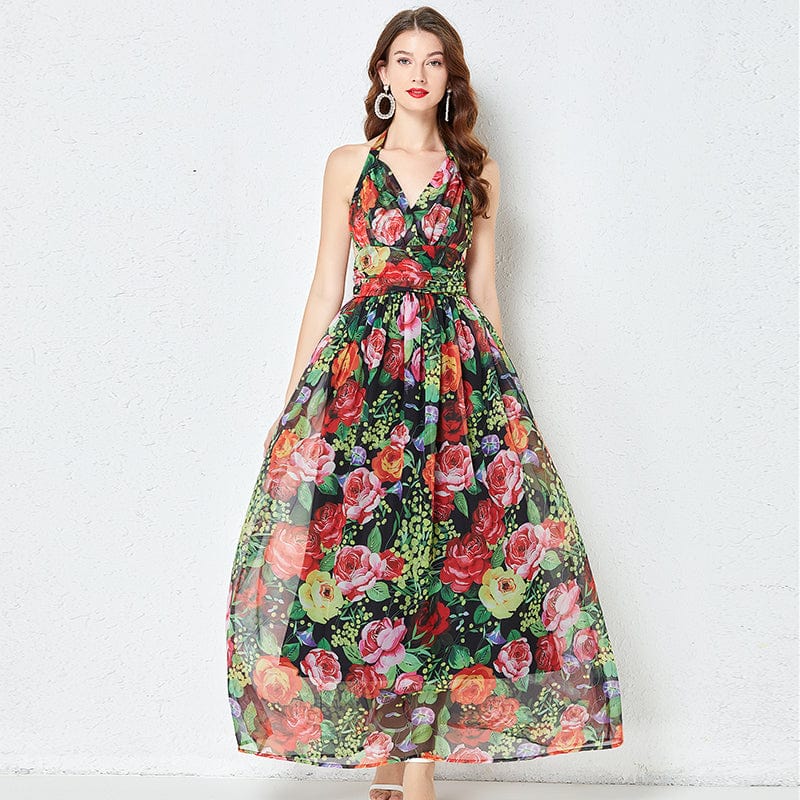 XXL / black OS478075 Europe and the United States sexy strapless backless high-waisted self-cultivation dress with a floor-length dress