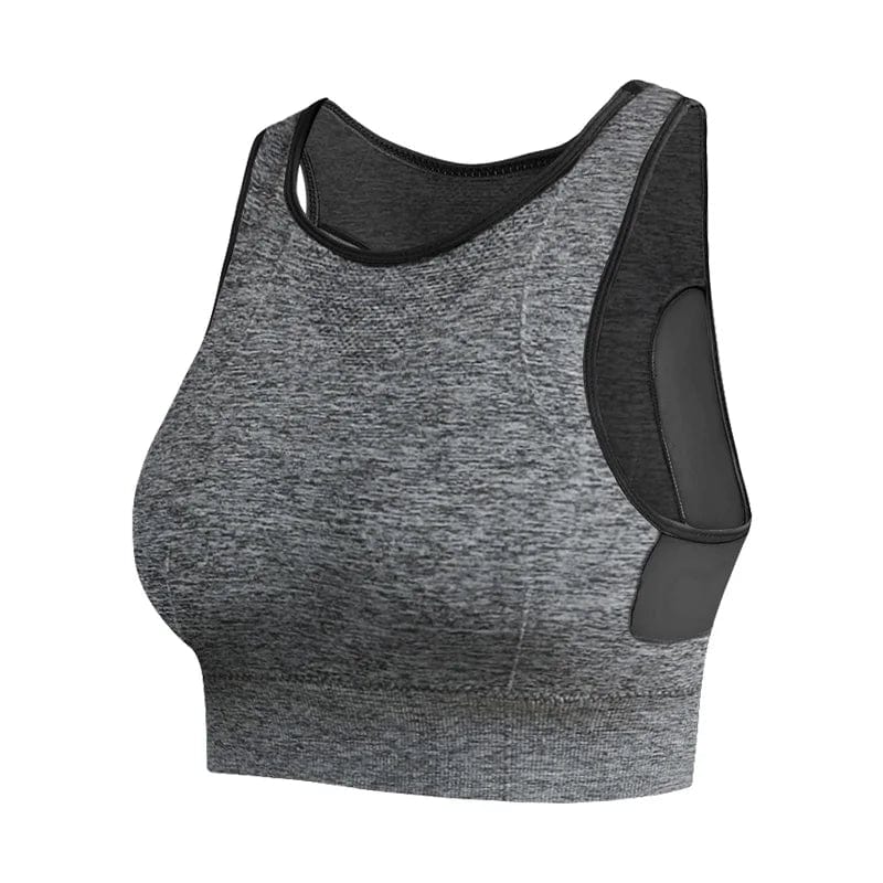 XXL / Gray Mesh Beauty Back Breathable Wirefree Sujetador Deportivo Plus Size Running Fitness Yoga Bra Seamless Sports Bras For Womens