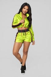 XXL / Green S3087 Women Casual Tracksuit Outwear Ladies Zip Jacket Shorts Fashion Training Tracksuit