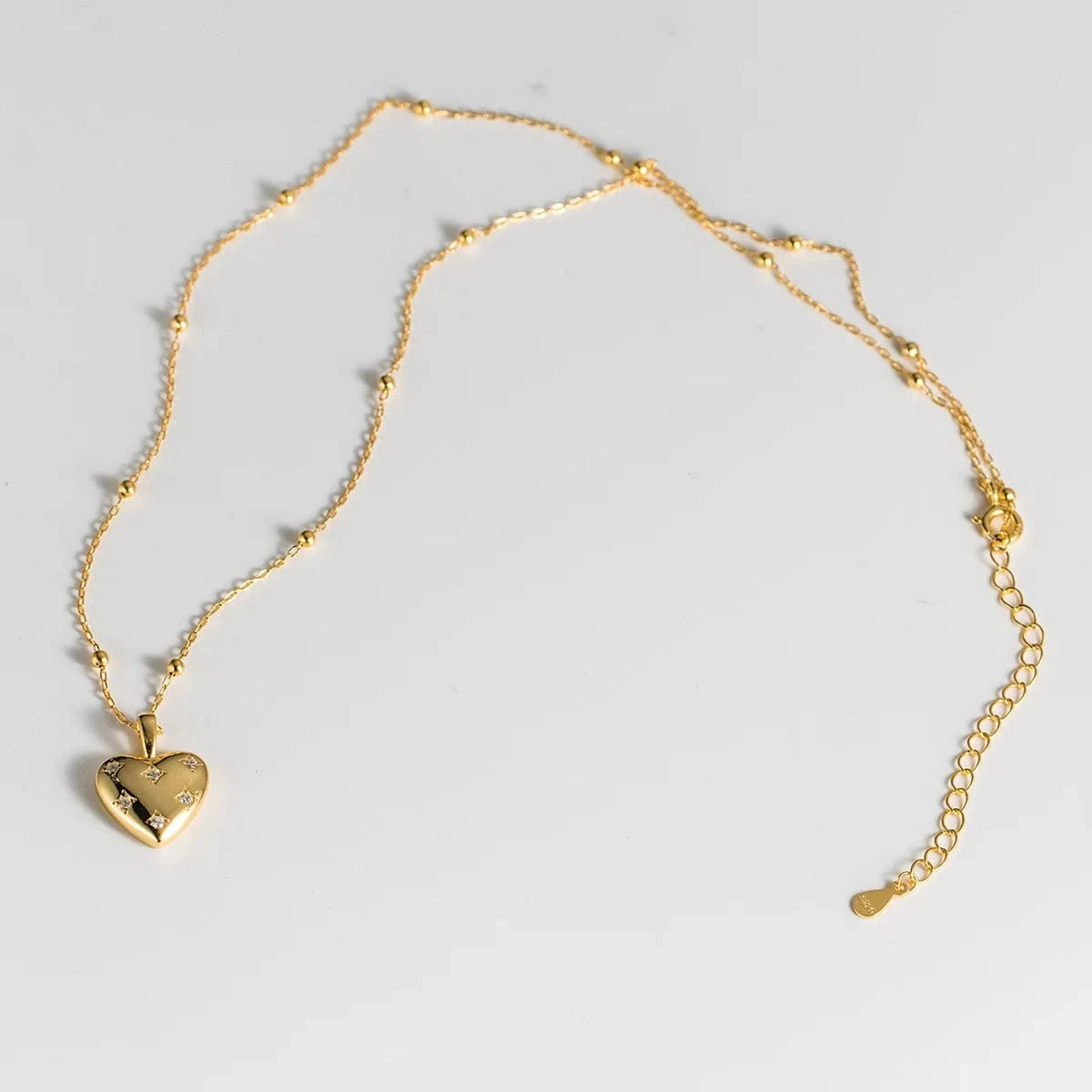 Y00713 gold INS 925 sterling silver necklace love heart star zircon pendant gold plated beads necklaces for women Valentine's Day present
