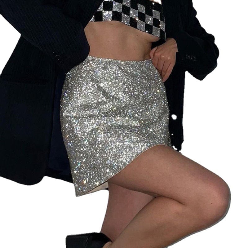Y2K Wrap Party Skirt Club Women A Line High Waist Mini Sexy Vintage 2022 Summer Glitter Skirts