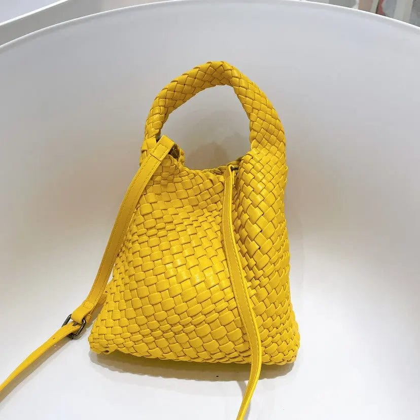 Yellow 2022 New Korean Online Celebrity Mother-in-law Bag Soft Leather Woven Large-capacity Tote Bag