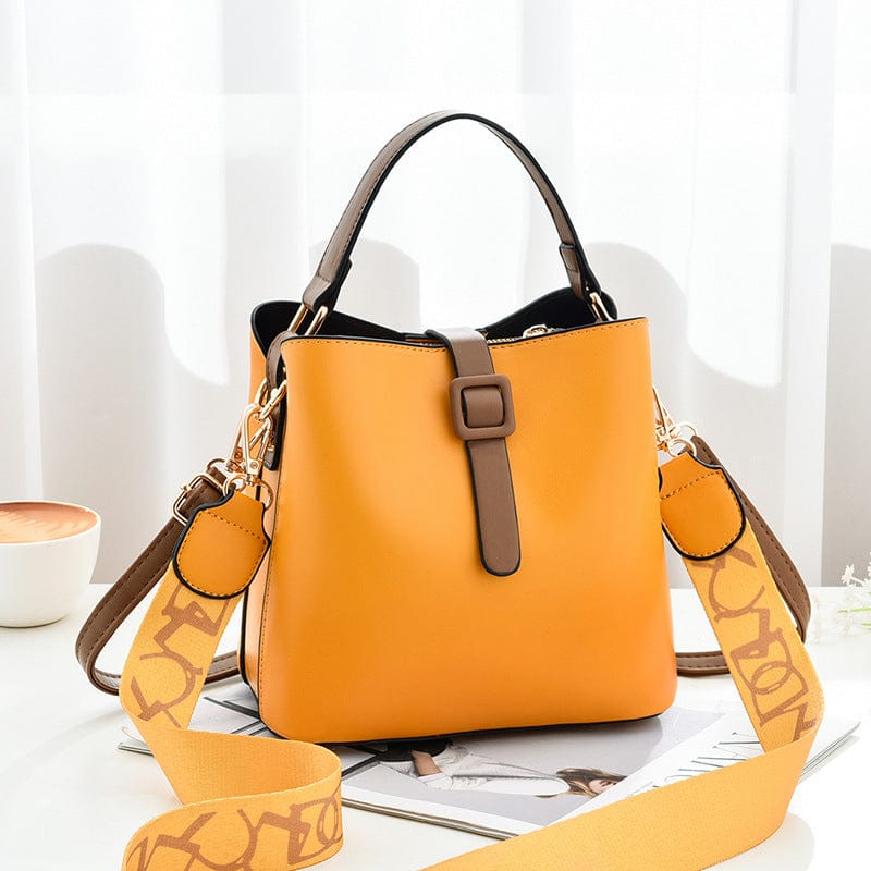 Yellow 2022 Wholesale Shoulder Bags Women Handbags Ladies Luxury Double Straps Custom Designer Vegan Leather Bucket Bag Purses