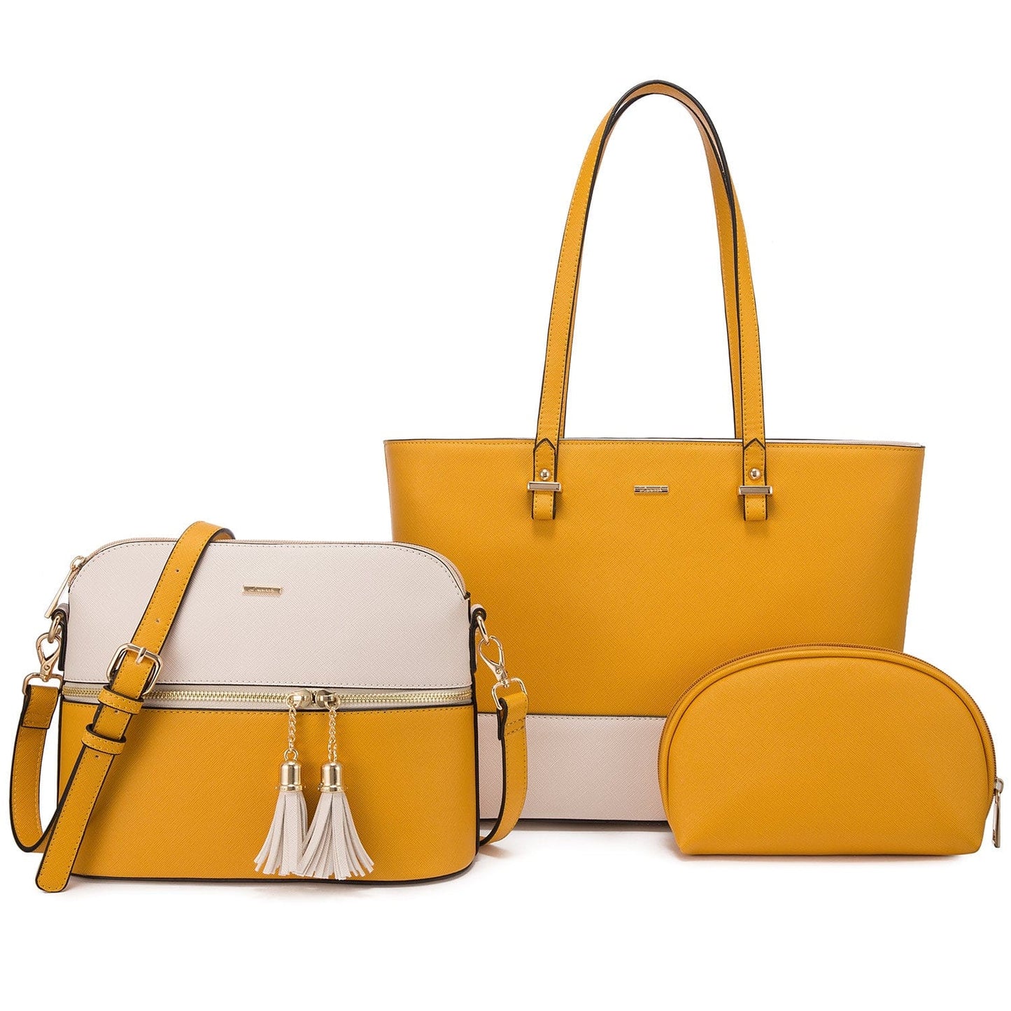 Yellow-Beige WB137924LK LOVEVOOK 2022 Luxury Designer Leather Women's Purse and Handbags 3 in 1 Hand Bags Set Ladies Shoulder Tote Bag Women Handbags