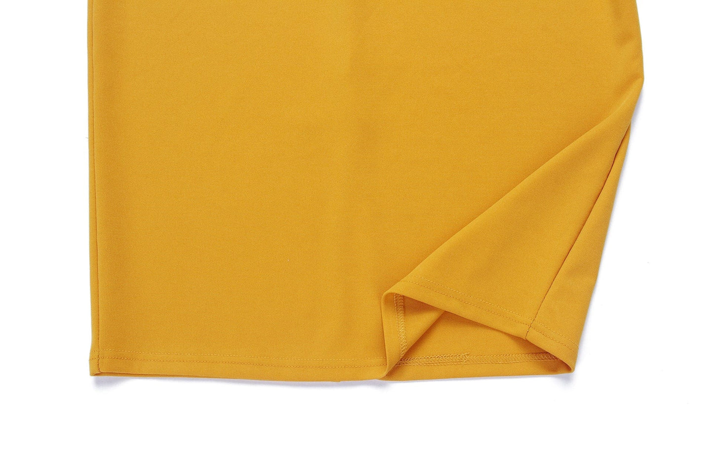 Yellow Elastic Bodycon Waist Belt Pencil Dresses Office Career Ladies