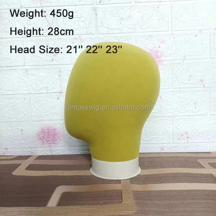 Yellow In Stock Wholesale 21" 22" 23" Custom Color Female Male Velvet 3d Mannequin Head for Wig Display