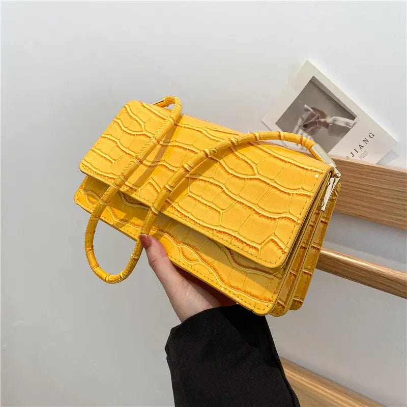 Yellow M420 Fashion Luxury Handbags Designer Shoulder Bags For Women New Stone Pattern Underarm Flap Ladies Hand Bags