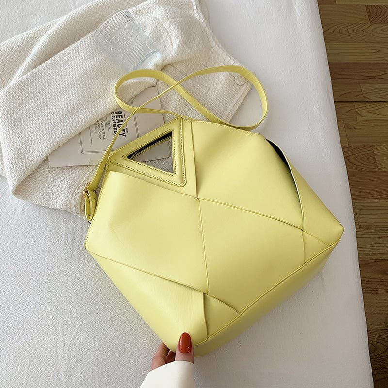 Yellow Pu Leather New Fashion Ladies Shoulder Bags Weave Tote Bag Luxury Purses and Handbags Luxury Women 2022
