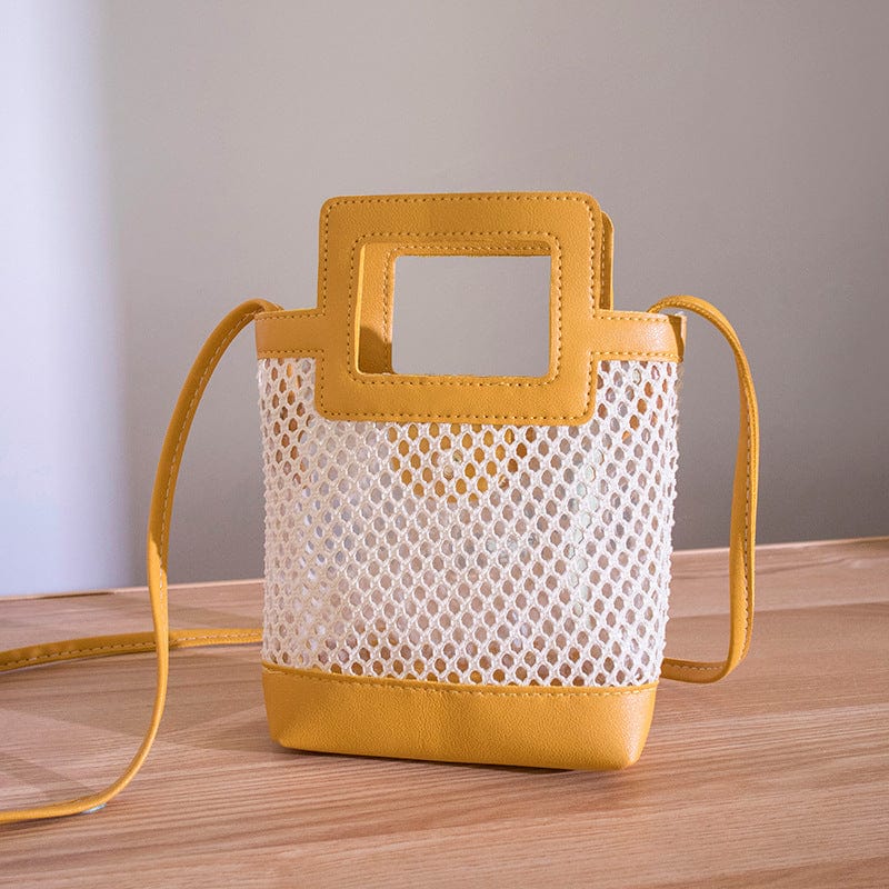 Yellow Summer Beach Bag 2022 New Trendy Luxury Woven Bucket Bag Crossbody Shoulder