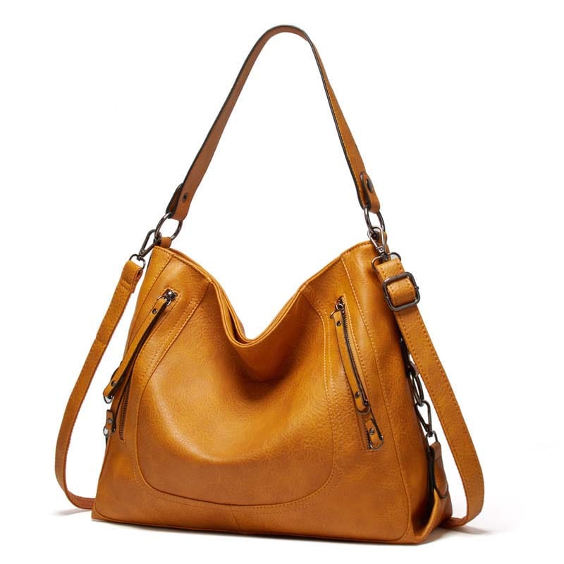 Yellow Vintage Three Way Handbags for Women Medium Designer Ladies Hobo bag Bucket Purse Faux Leather Lakin Handbag
