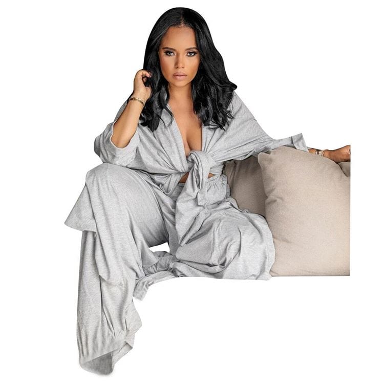 YH-SG90229 Sexy fall clothing 2 piece lady fashion casual loose solid color two piece set for women clothing