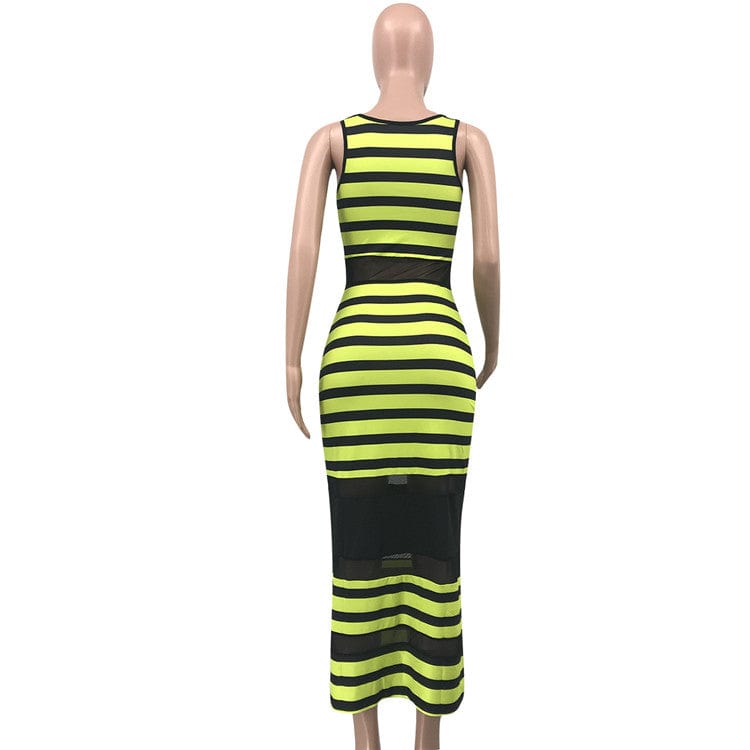 YHSG91557 New arrival fashion clothing sexy long sleeve net yarn women slim Splicing dress dresses