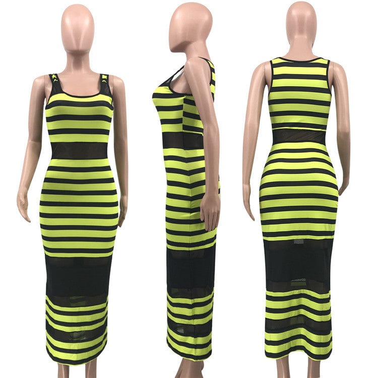 YHSG91557 New arrival fashion clothing sexy long sleeve net yarn women slim Splicing dress dresses