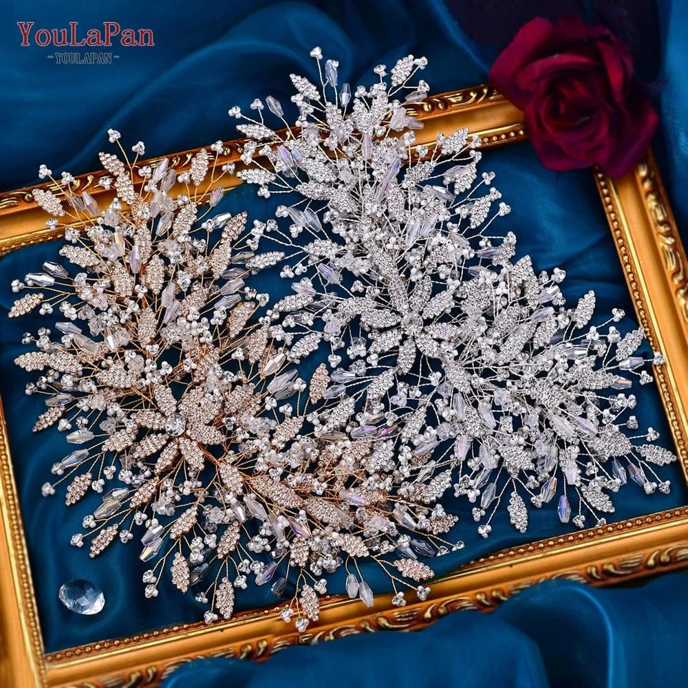Yolapan HP377 Luxury Girl Pageant Crown Crystal Rhinestone Party Headband Bridal Wedding Banquet Hair Accessories
