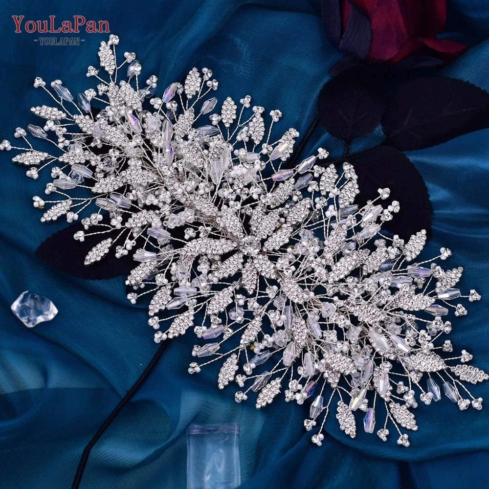 Yolapan HP377 Luxury Girl Pageant Crown Crystal Rhinestone Party Headband Bridal Wedding Banquet Hair Accessories