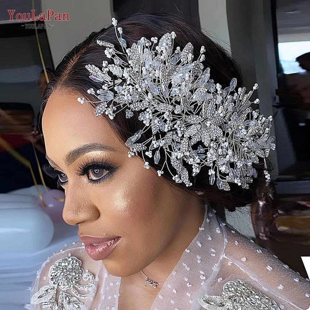 Yolapan HP377 Luxury Girl Pageant Crown Crystal Rhinestone Party Headband Bridal Wedding Banquet Hair Accessories