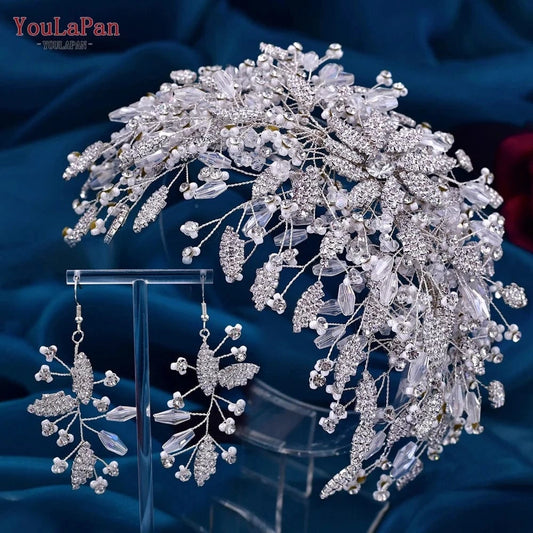 Yolapan HP377 Luxury Girl Pageant Crown Crystal Rhinestone Party Headband Bridal Wedding Banquet Hair Accessories