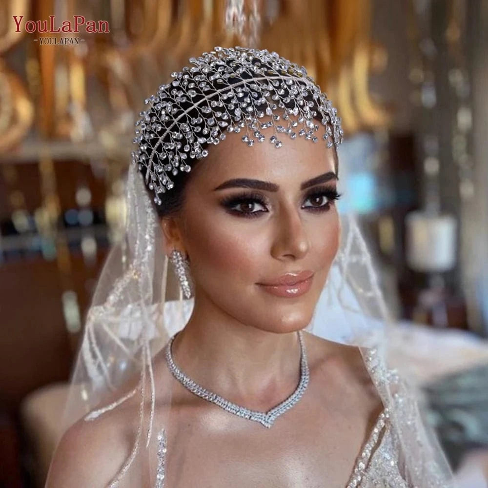 YouLaPan HP258 Fashion Women Party Hair Accessories Rhinestone Vines Adjustable Headband Wedding Bridal Gold Silver Headwear