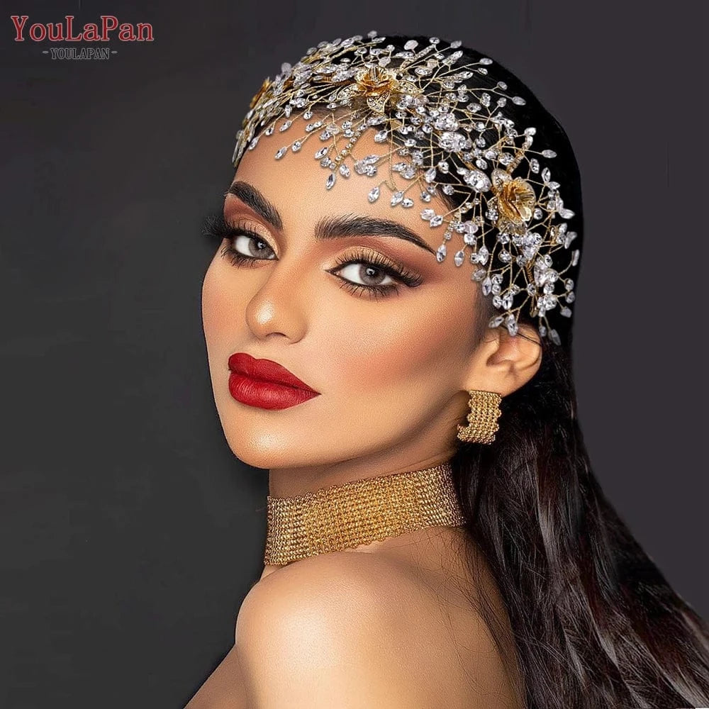 YouLaPan HP286 Charming Alloy Flower Party Headwear Rhinestone Wedding Hair Accessories Bridal Headband Hair Piece