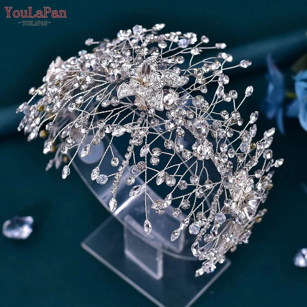 YouLaPan HP286 Charming Alloy Flower Party Headwear Rhinestone Wedding Hair Accessories Bridal Headband Hair Piece