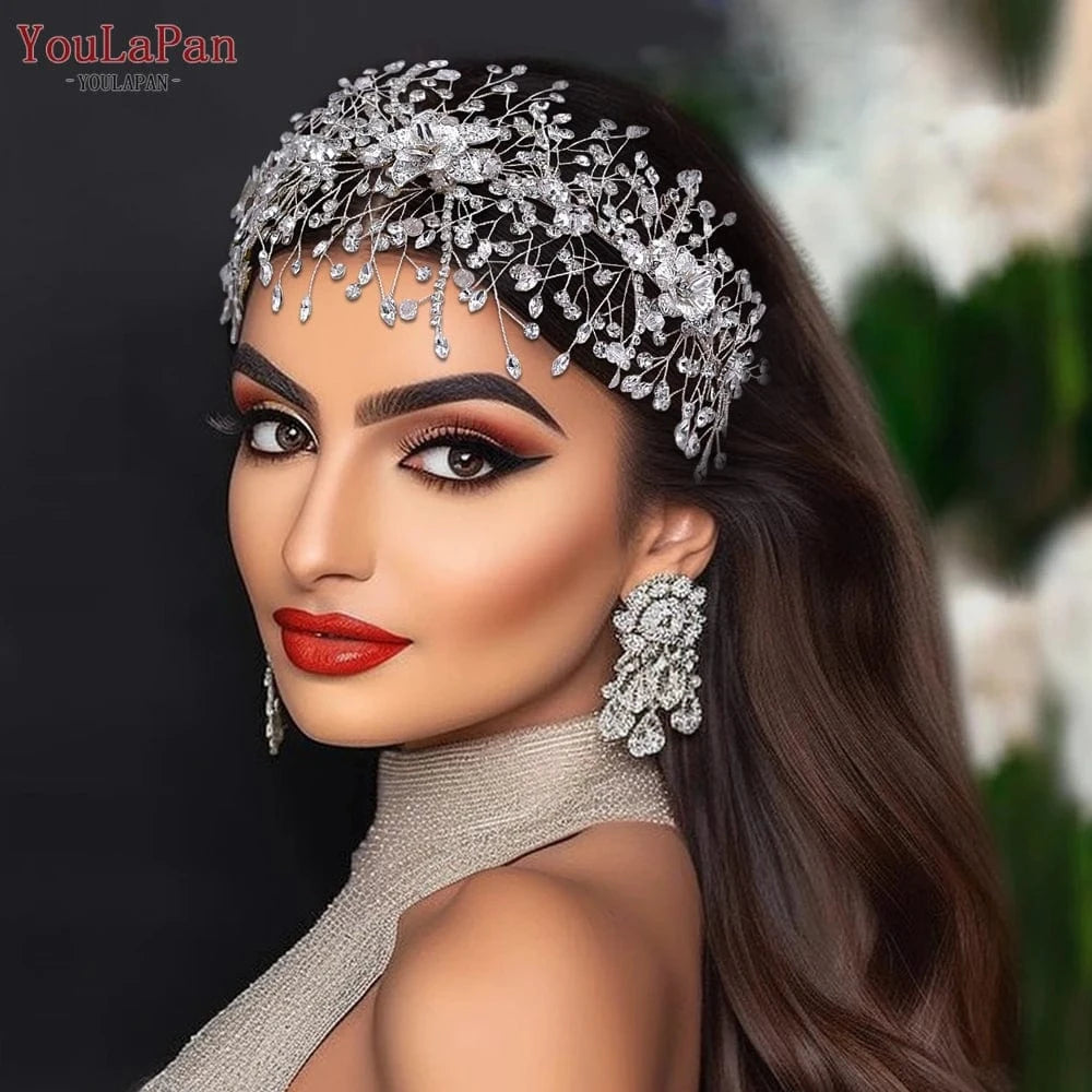 YouLaPan HP286 Charming Alloy Flower Party Headwear Rhinestone Wedding Hair Accessories Bridal Headband Hair Piece