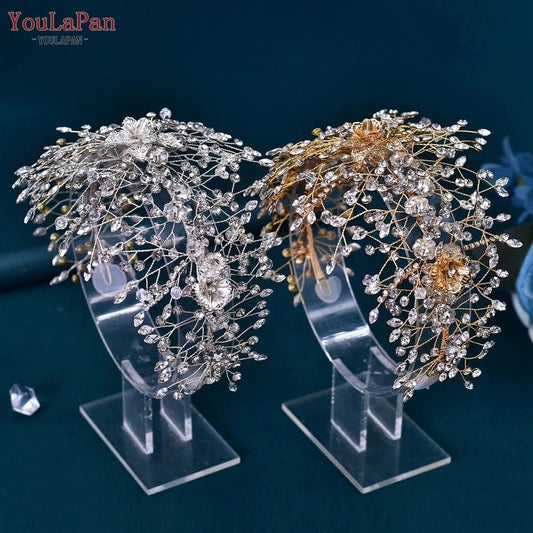 YouLaPan HP286 Charming Alloy Flower Party Headwear Rhinestone Wedding Hair Accessories Bridal Headband Hair Piece