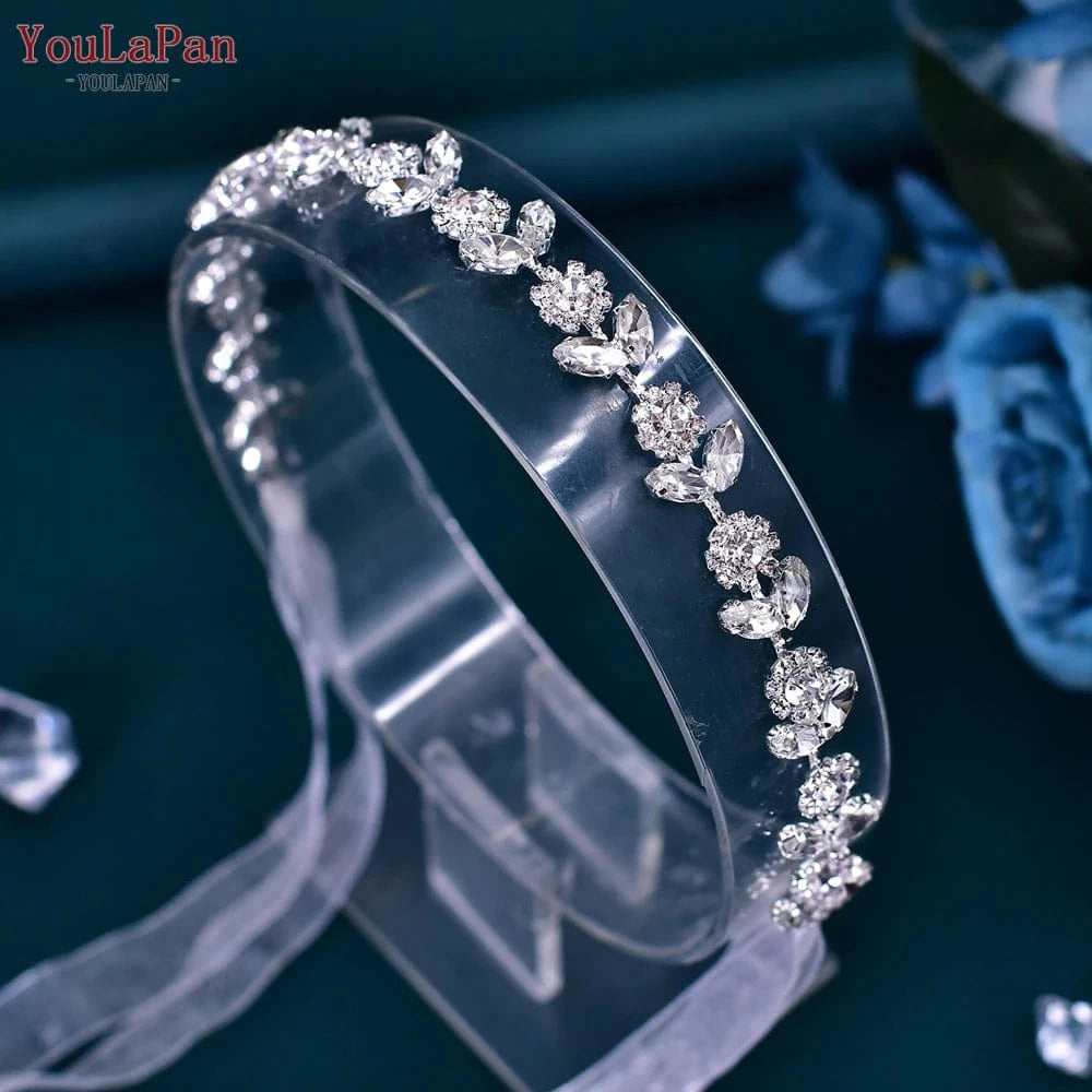 YouLaPan HP309 Shiny Silver Rose Gold Full Rhinestone Bridal Headband Ladies Banquet Hair Chian Wedding Headwear Accessories