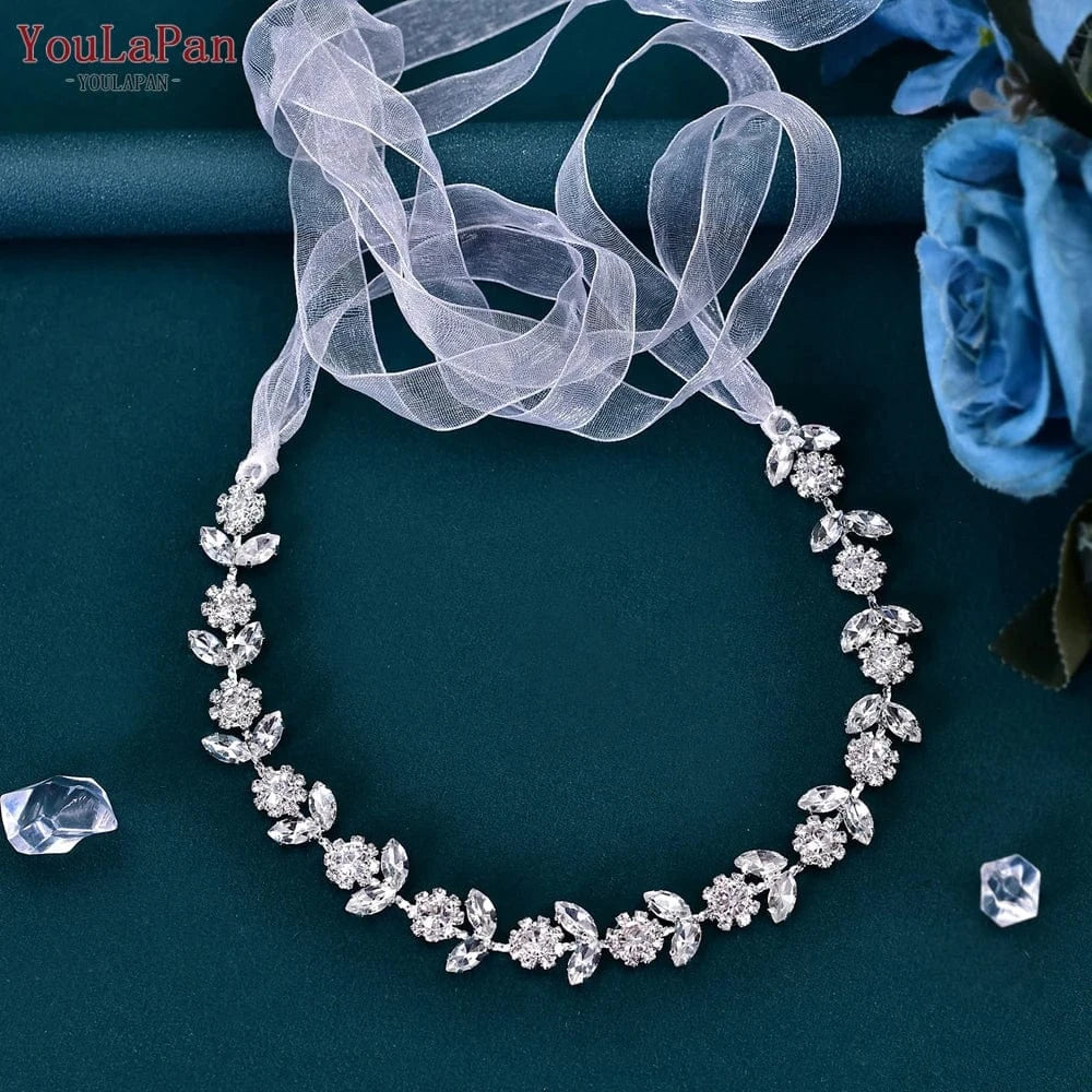 YouLaPan HP309 Shiny Silver Rose Gold Full Rhinestone Bridal Headband Ladies Banquet Hair Chian Wedding Headwear Accessories