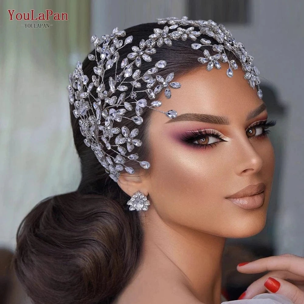 Youlapan HP414 Hot Selling Bridal Hair Accessories Handmade Gold Silver Rhinestone Headband Wedding Prom Pageant Tiara Headwear