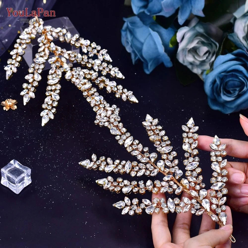 Youlapan HP425 European and American Popular Bridal Hair Accessories Silver Gold Rhinestone Headband Wedding Pageant Headpiece