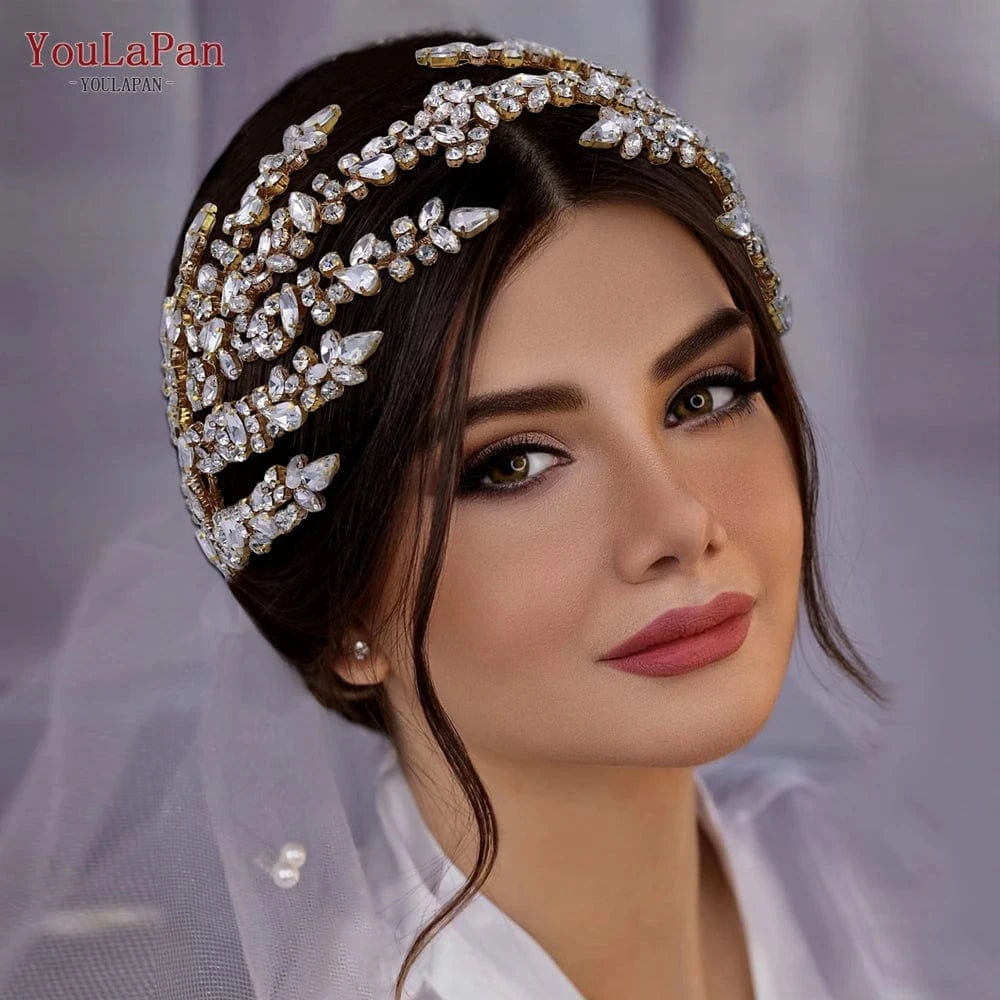 Youlapan HP425 European and American Popular Bridal Hair Accessories Silver Gold Rhinestone Headband Wedding Pageant Headpiece