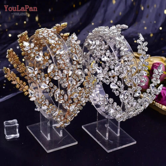 Youlapan HP425 European and American Popular Bridal Hair Accessories Silver Gold Rhinestone Headband Wedding Pageant Headpiece