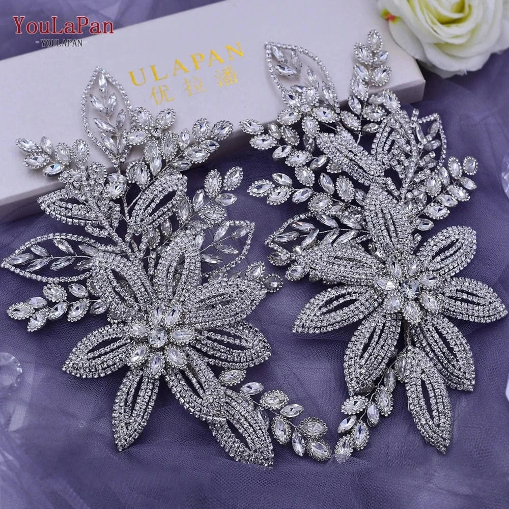 YouLaPan HP427 Luxurious Woman Hair Accessories Handmade Rhinestone Flowers Big Hair Pieces Beauty Wedding Bridal Headwear