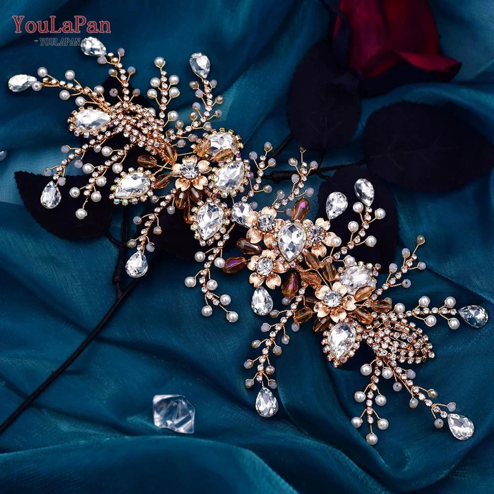 YouLaPan HP453 Luxury Rhinestones Headband Bridal Wedding Hair Accessories Handmade Silver/Gold Women Party Pageant Headpiece