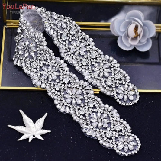 YouLaPan S04C Rhinestone Party Dress Belt Luxury Bridal Sash Ribbon For Ladies Evening Dress Bridal Jewelry Belt