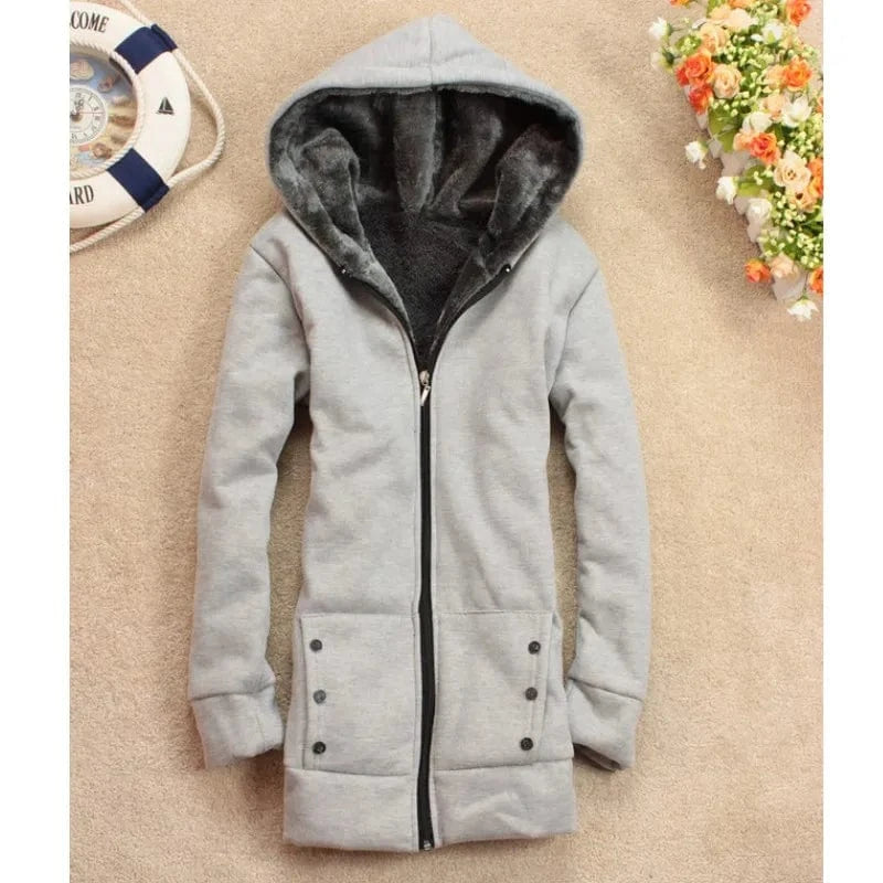 YSMARKET S-3XL Hot Sale Casual Women Thicken Coat Warm Female Clothes Overcoat With Pockets Long Sleeve Hooded Tops E9998