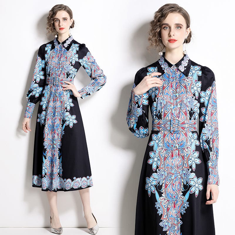 YSQ228075 new printed dress printed a-line skirt