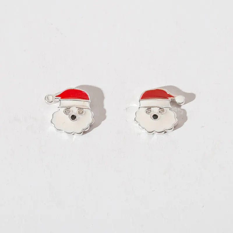 YZE320 New Year Elk Christmas Tree Snowman Hat 925 silver Drop Oil Color Diamond Sterling Silver Stud Earrings