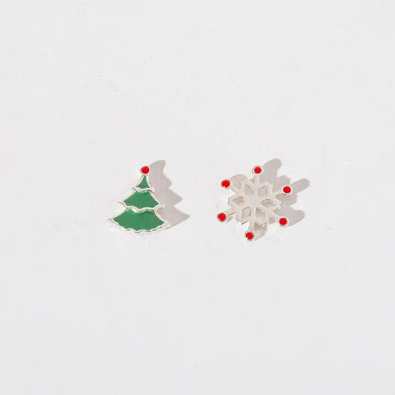 YZES1007 New Year Elk Christmas Tree Snowman Hat 925 silver Drop Oil Color Diamond Sterling Silver Stud Earrings