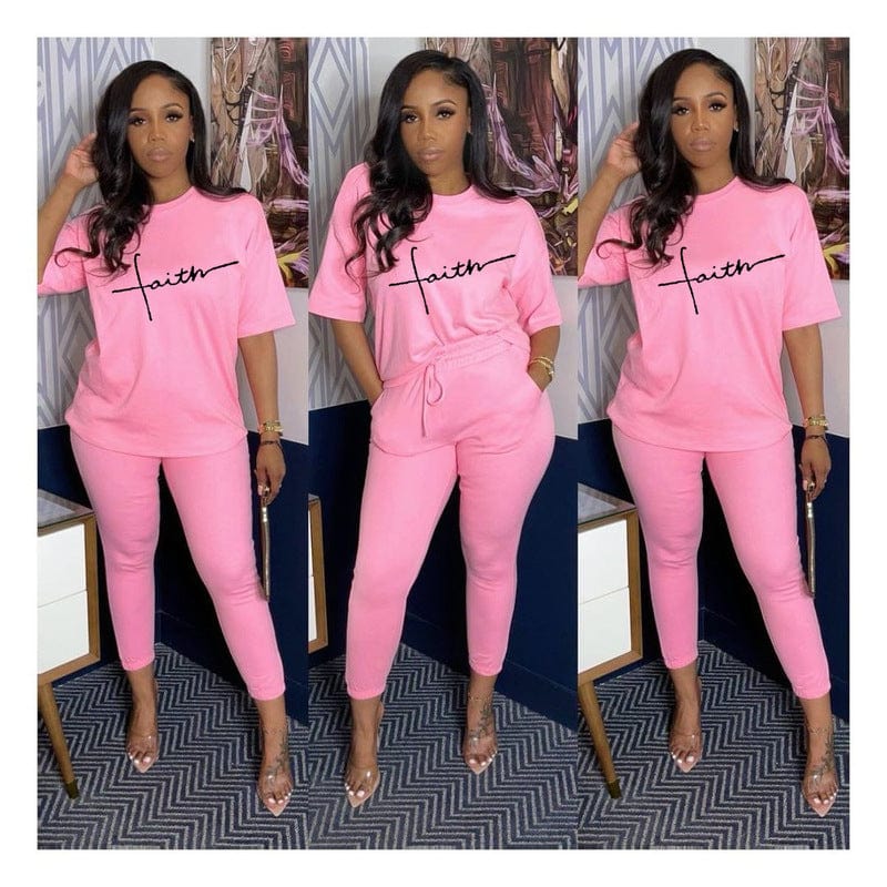 Z39045 Casual Solid color Letter Print Half Sleeve Crop Tops plus size two piece pants set women clothing
