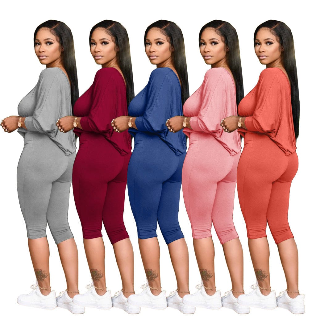 Z60033 Fall Casual Print Long sleeve two piece set Oblique Collar Plus size outfits for women sets two piece