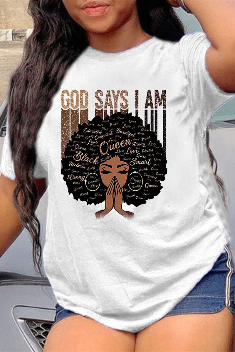 Z87913 Fashion graphic plain organic Casual women's letter Print plus size t-shirt