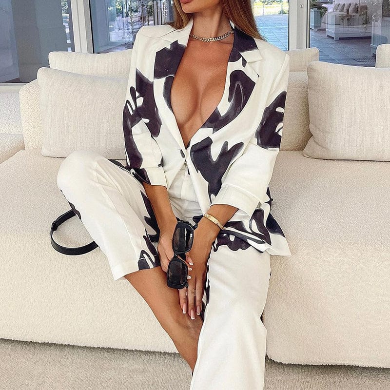 ZL1793 Good quality Fall fashion american clothing 2 piece sets long sleeve vintage ladies suits casual office wear suit blazer