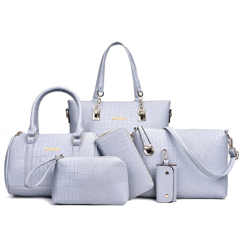 ZM586-grey Luxury Brand Composite Bags 6 Piece Set Ladies Handbag And Purse Shoulder Tote Bags For Women Bags Set Handbags