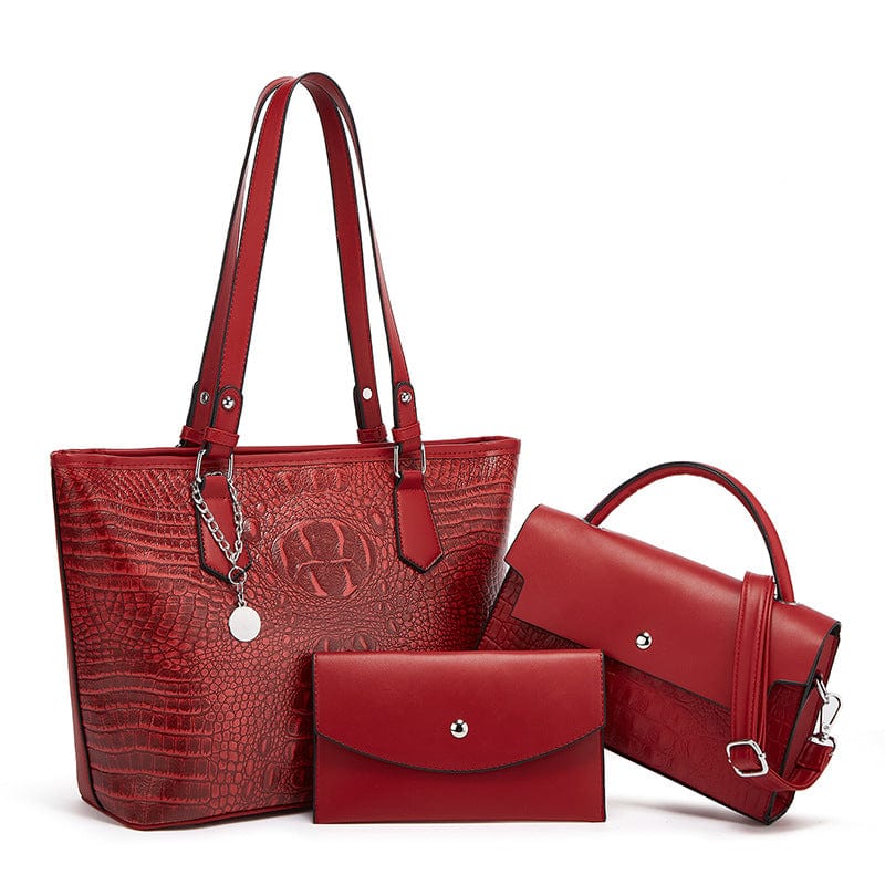 ZM909-Red Crocodile Print Lather Designer Bags Handbags Women Famous Brands Sets Shoulder Crossbody Handbag For Female 2022